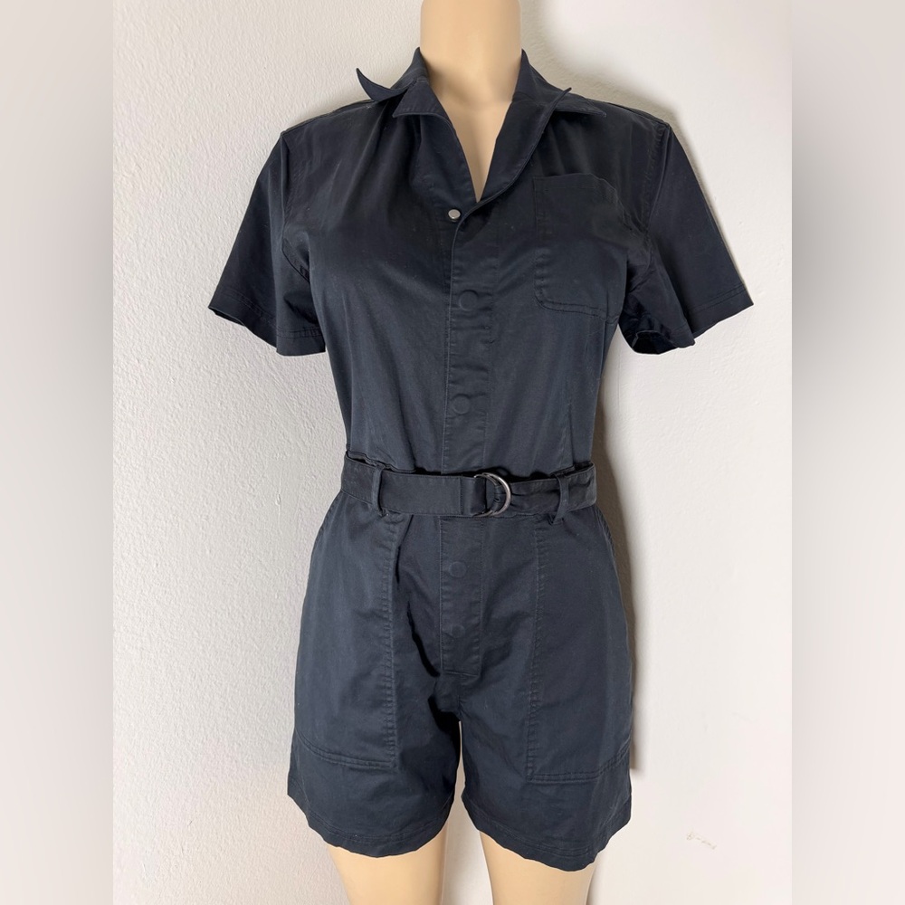 Saturdays New York City Blue Utility Romper | Belted Short Sleeve | Size M